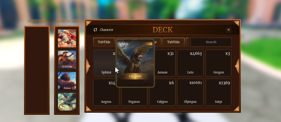 Deck Management Interface - Character & Card Selection